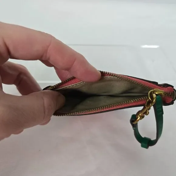 J. Crew Coin Wristlet Pouch Watermelon Red Yellow Green Black 5" x 3" - Picture 4 of 12